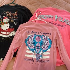 Simply Southern Pink and Black Long Sleeve Shirts